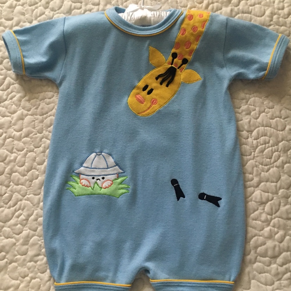 Friemanit Light Blue Giraffe Romper